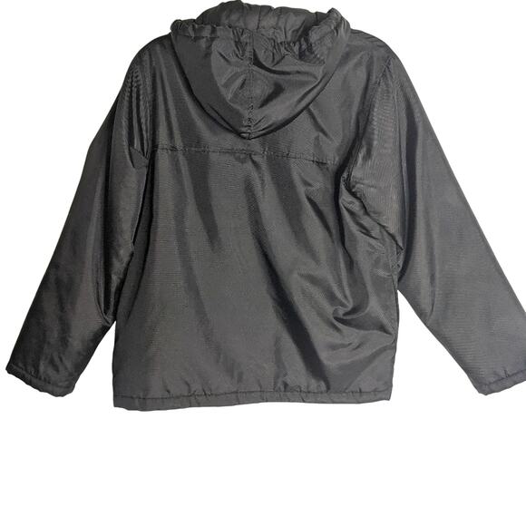 Vintage 90's Pale Nylon Utility Cargo Black Hooded Jacket Toggle Buttons M - Picture 2 of 9